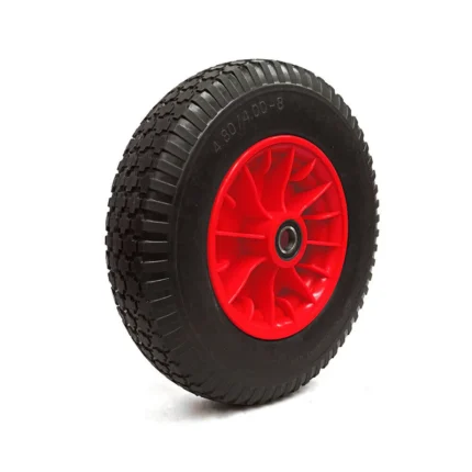 16" 4.80/4.00-8 Foam Filled Wheel, Red Plastic Rim, 25.4mm Bore, 98mm Hub Length, 136KG Load Capacity