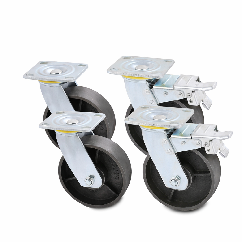 6-Inch Heavy Duty All-Cast Iron Swivel Caster Wheel with / without Brake