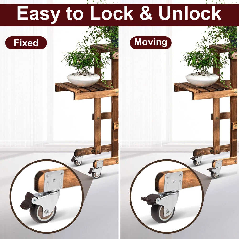 4PCS Stainless Steel L-Type Swivel Caster Set (1"/1.25"/1.5"/2") with Brake & Non-Brake Options - Image 4