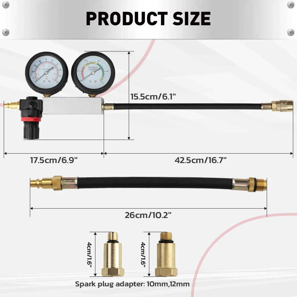 4PC TU-21 Cylinder Leak Pressure Gauge Automotive Tester - Image 10