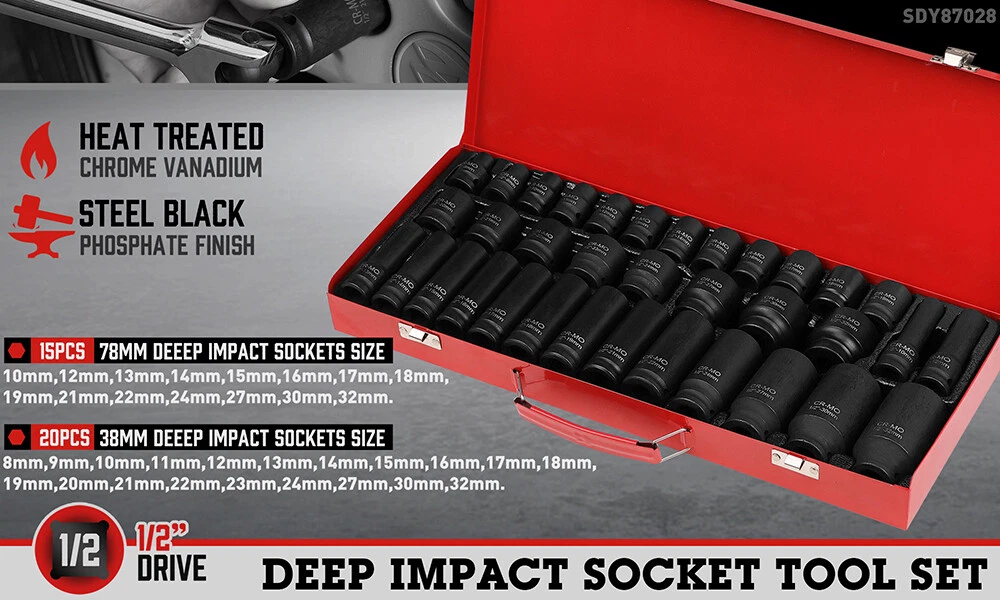 35PC 1/2" Drive Impact Socket Set - Image 8