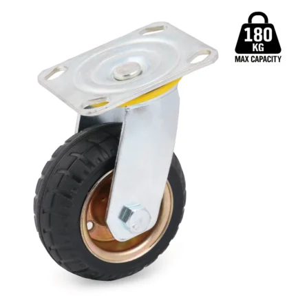 5-Inch Heavy Duty Black Rubber Swivel Caster Wheel with Steel Cover