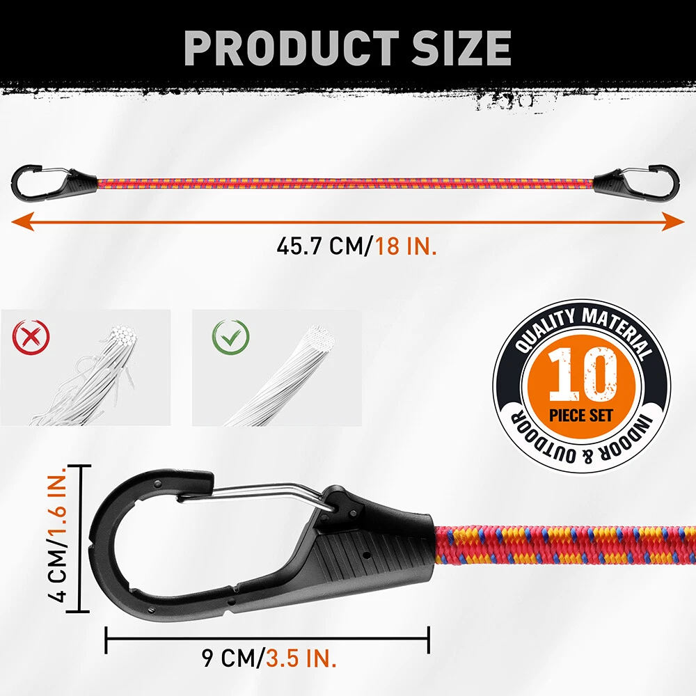 10PC 18" Bungee Cords - Image 2