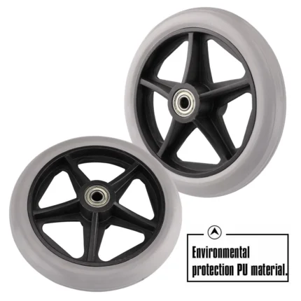 608 Gray 8" Medical Plastic Wheel, 8mm Bore, Single Wheel Replacement Caster