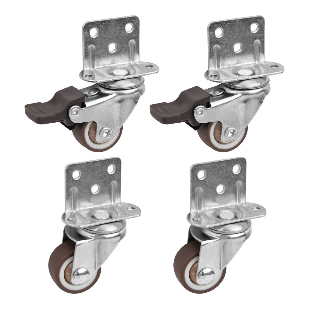 4PCS Stainless Steel L-Type Swivel Caster Set (1"/1.25"/1.5"/2") with Brake & Non-Brake Options