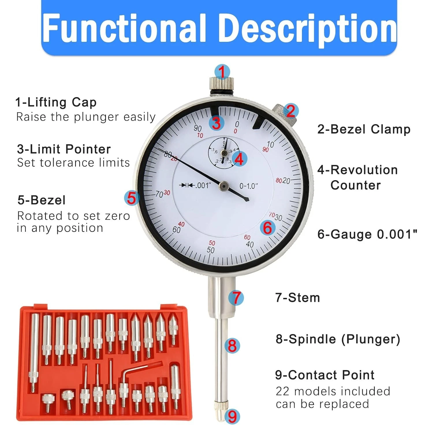 22PC Dial Indicator Gauge Set - Image 3