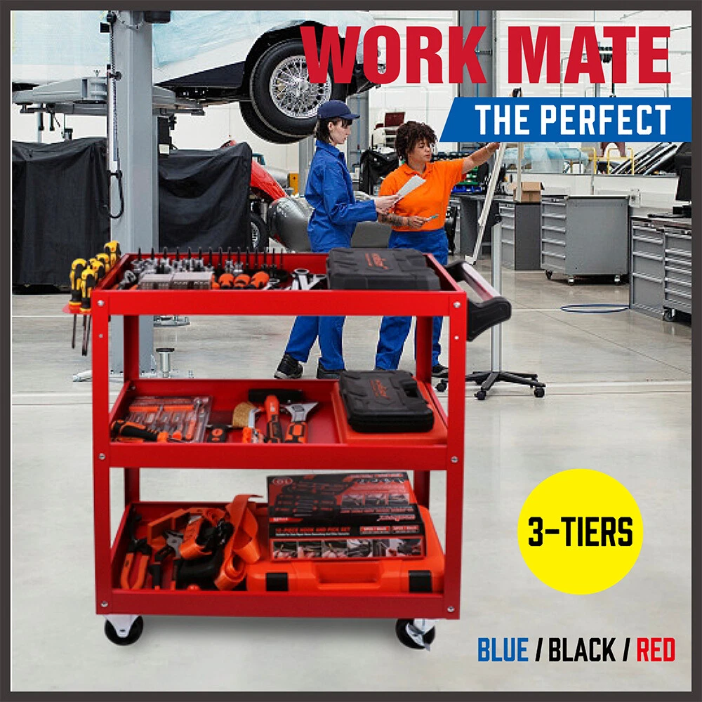 3-Tier Tool Cart Trolley Toolbox Workshop Garage Storage 150KG Organizer Garage - Image 5