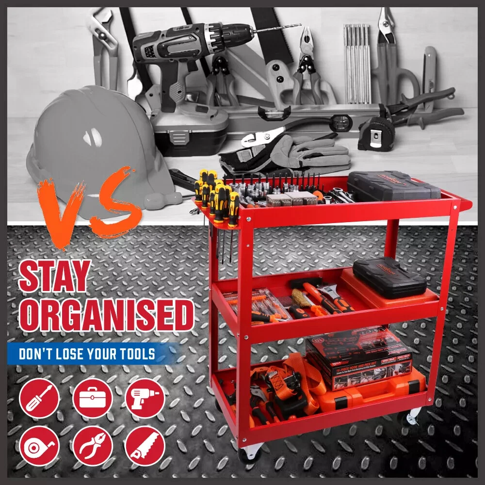 3-Tier Tool Cart Trolley Toolbox Workshop Garage Storage 150KG Organizer Garage - Image 9