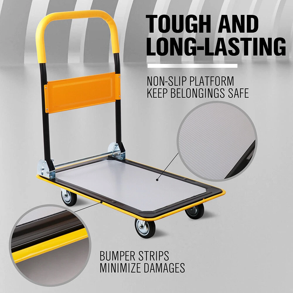 150KG Small Yellow-Black Platform Cart - Image 4