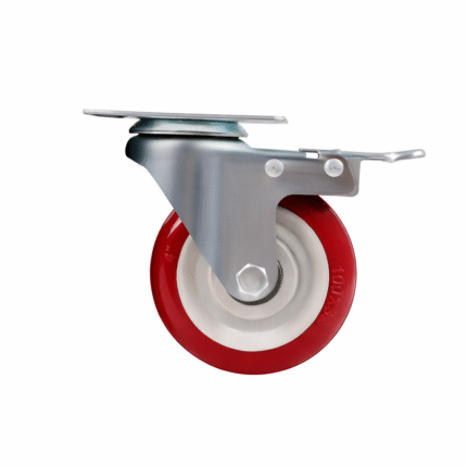 4" Red PU Dual Bearing Swivel Caster Wheel with Brake