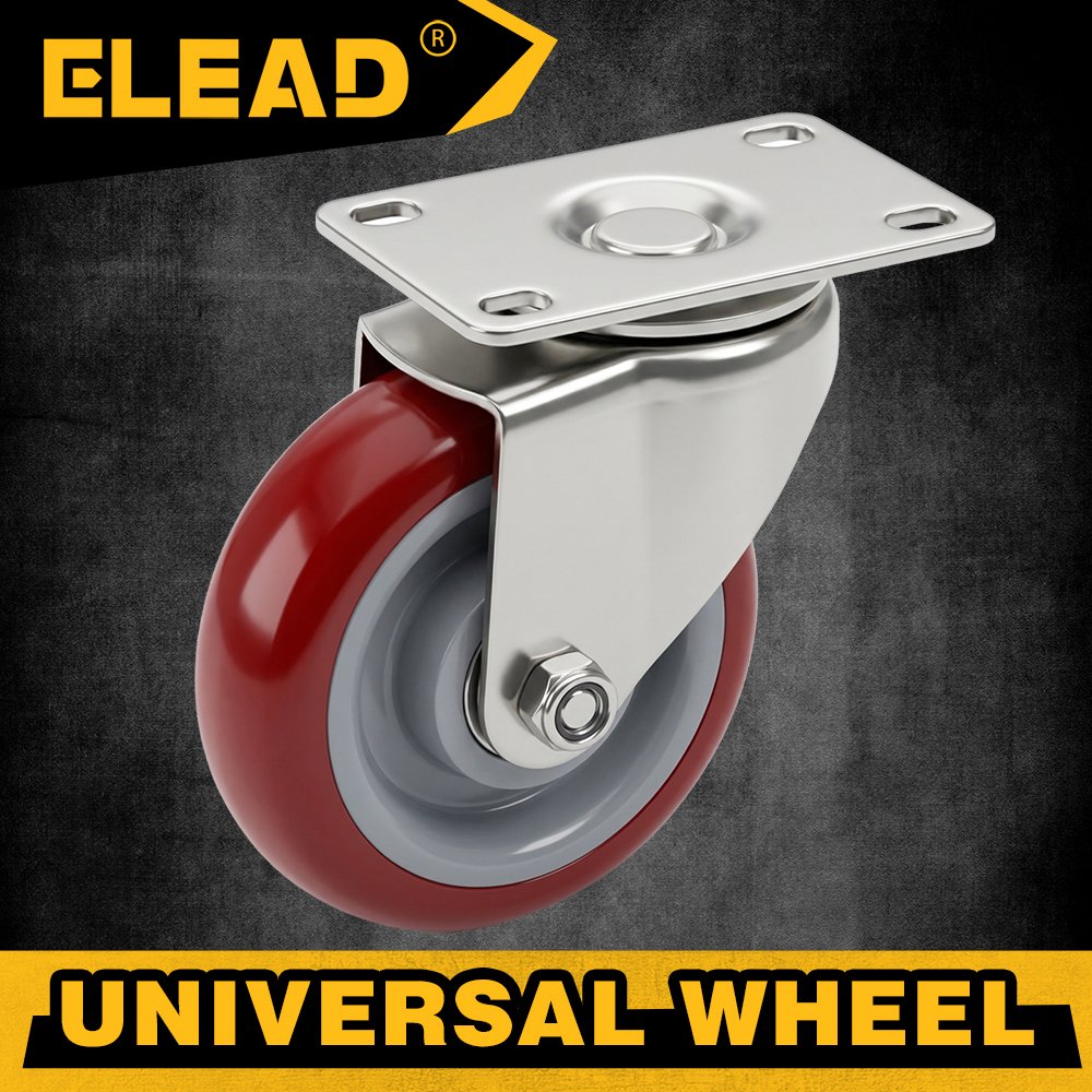 4-Inch Red Dual Bearing Swivel Caster - Image 7