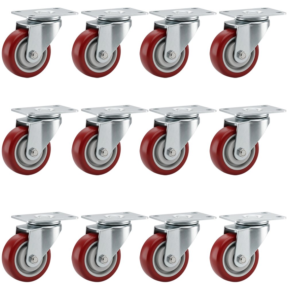 3-Inch Red Swivel Caster - Image 2