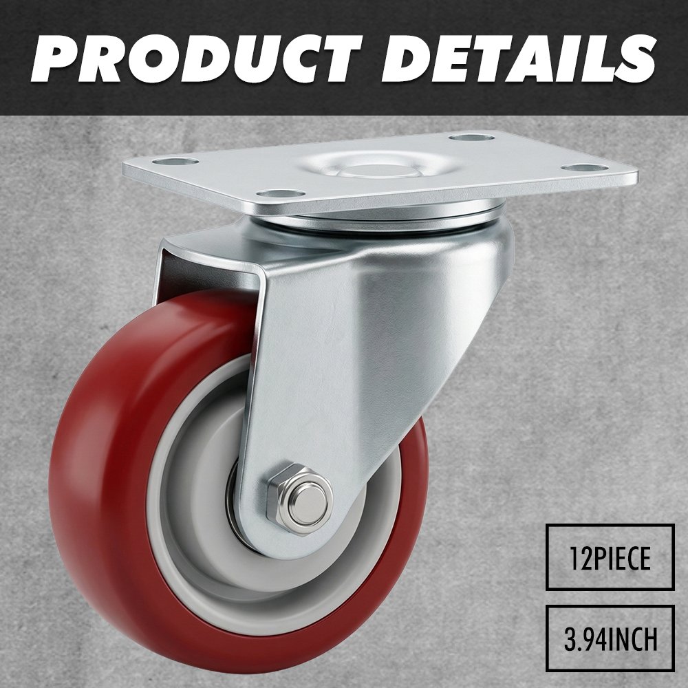 3-Inch Red Swivel Caster - Image 4