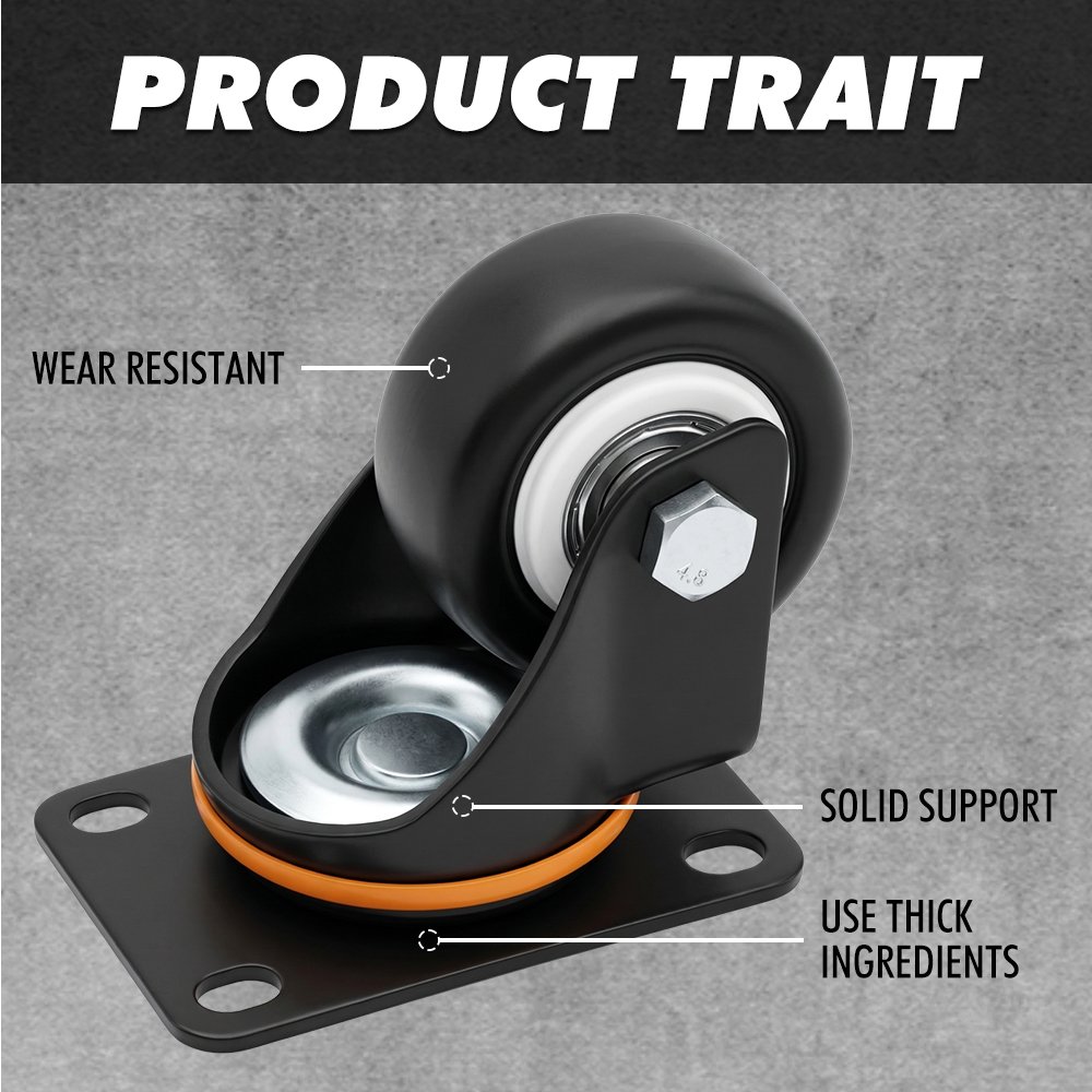 2.5-Inch Black Swivel Caster - Image 6