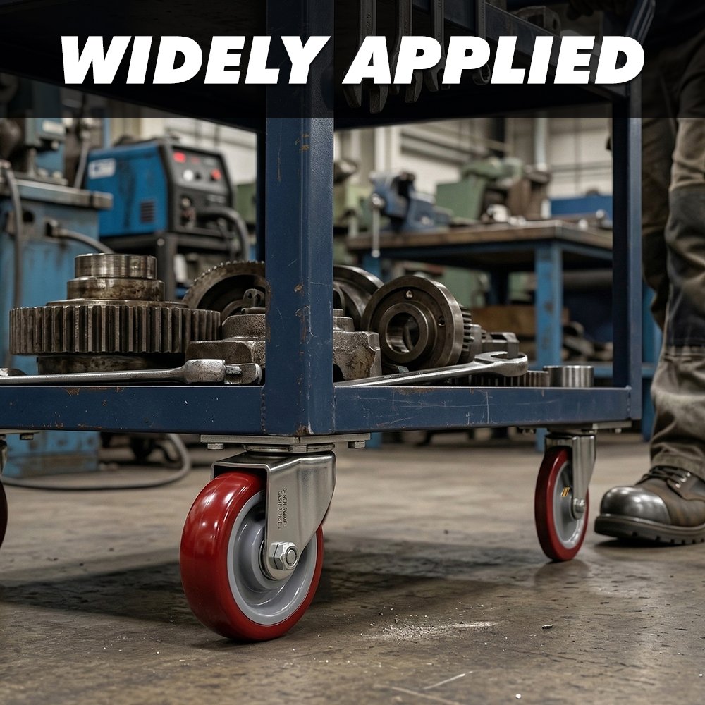 4-Inch Red Dual Bearing Swivel Caster - Image 3